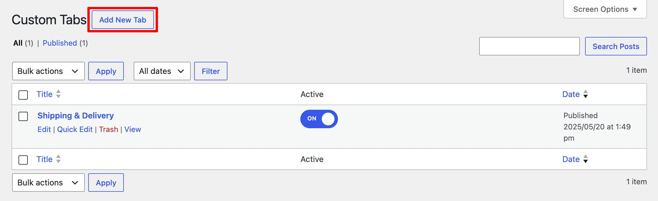 Add New Custom Tab