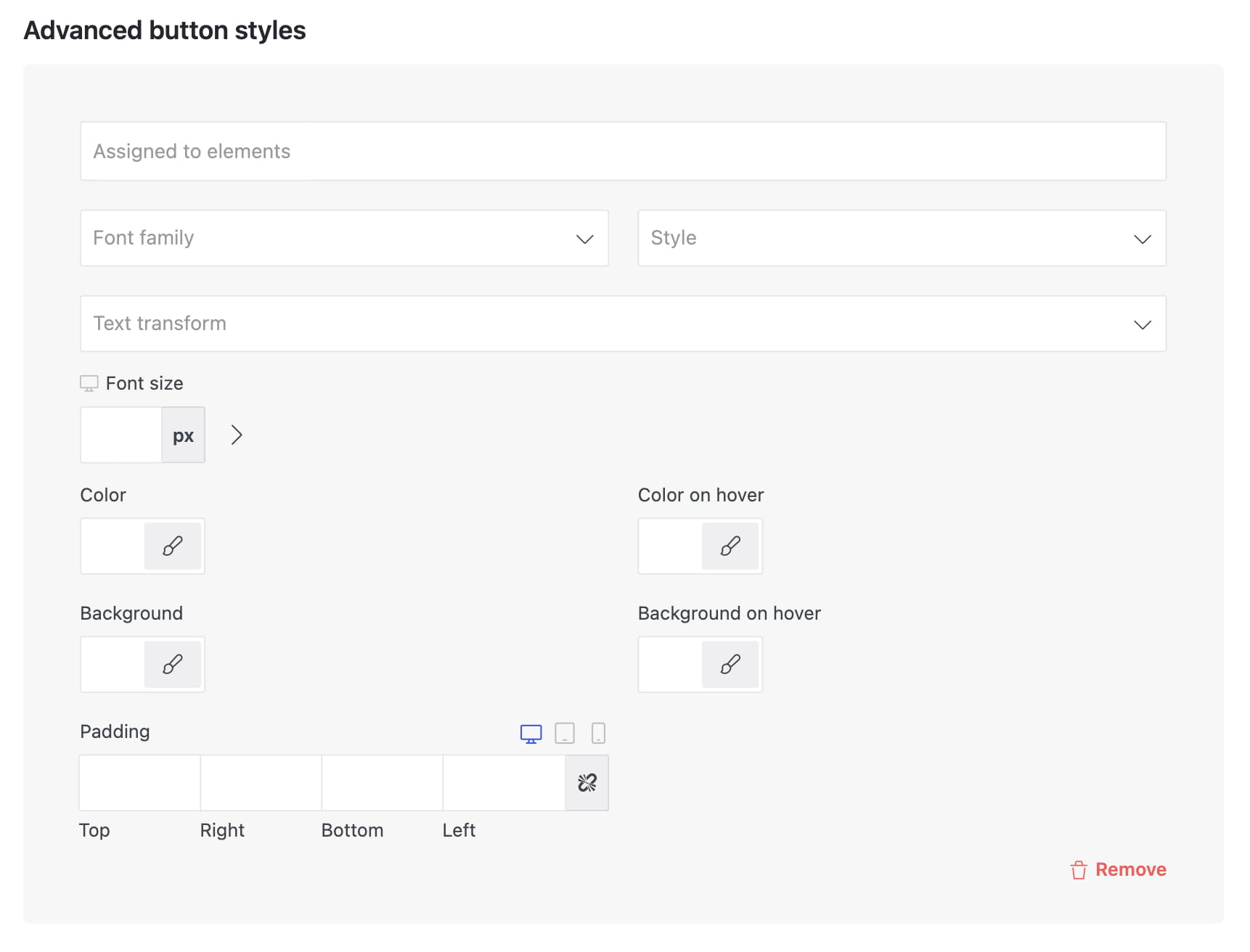 advanced button styles settings