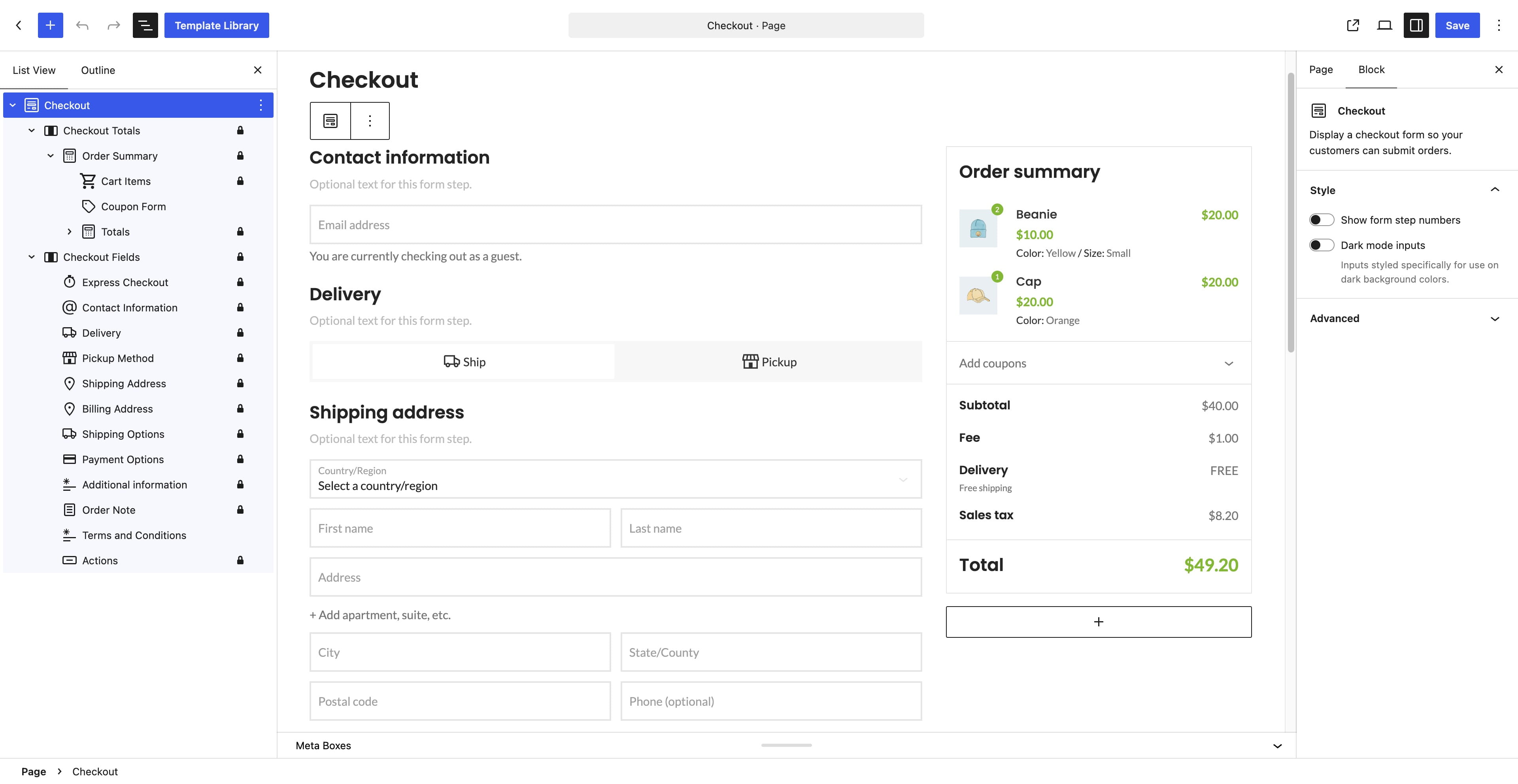 Block checkout on backend