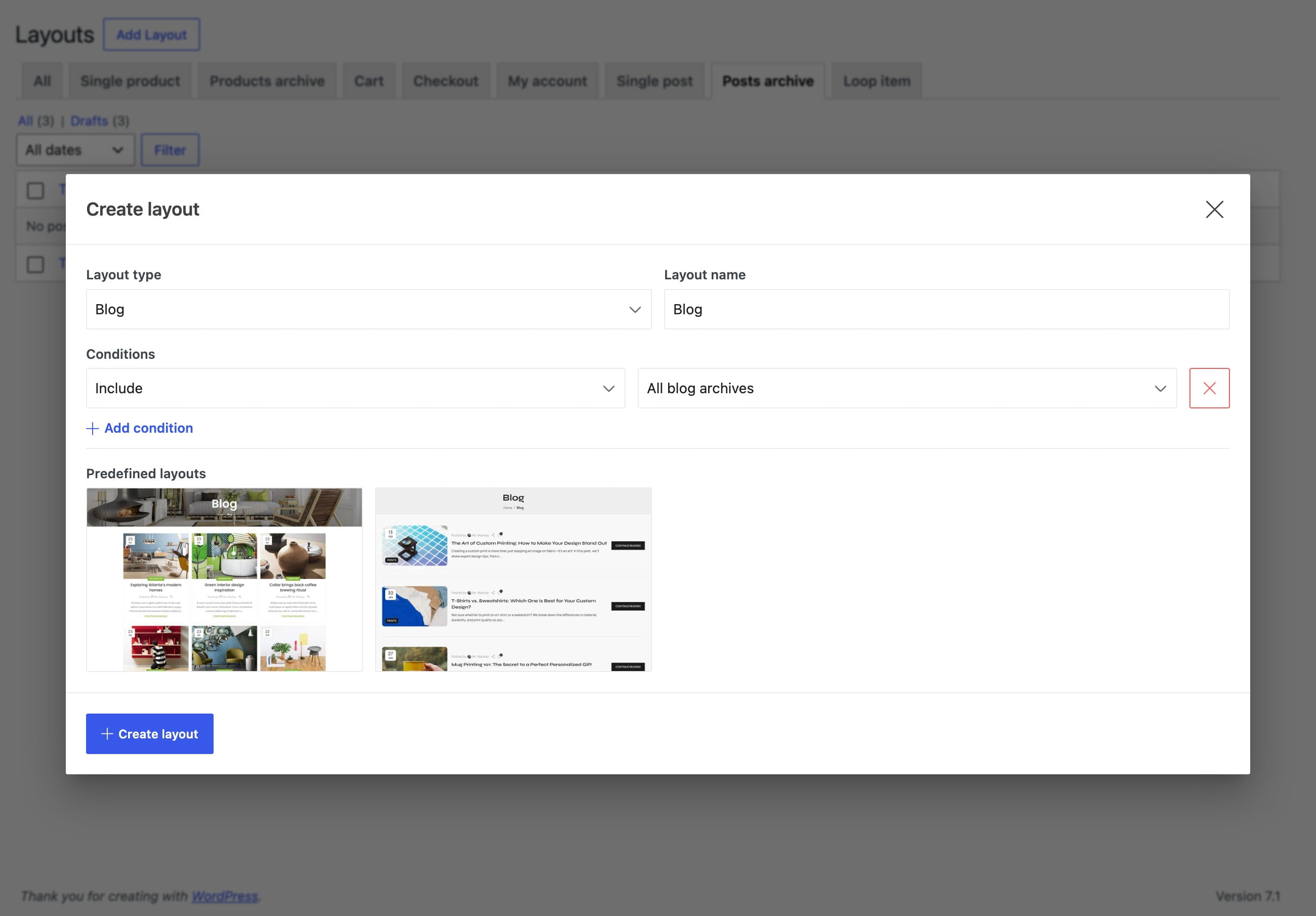 Blog archive layouts