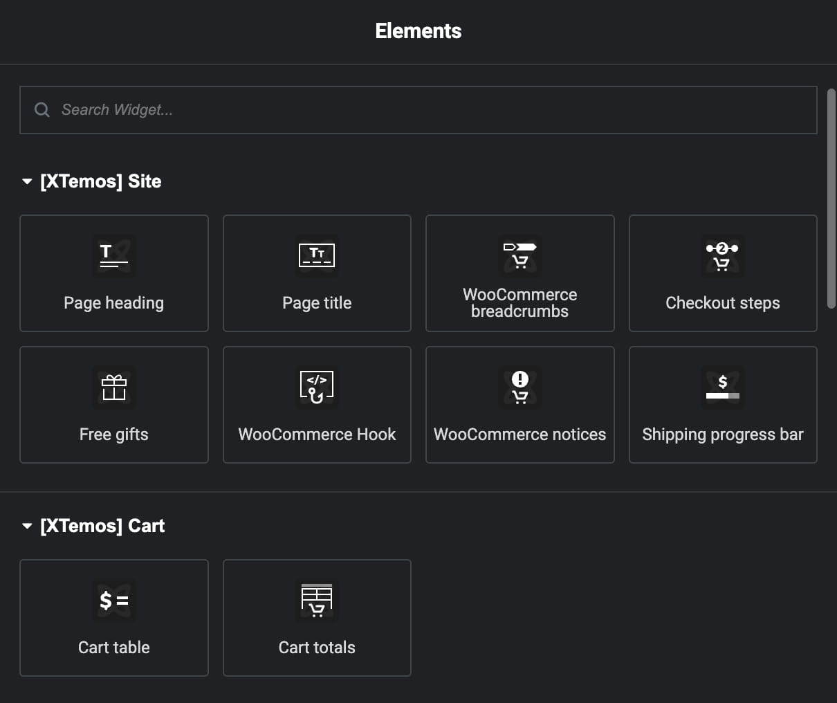 Cart layout element elementor