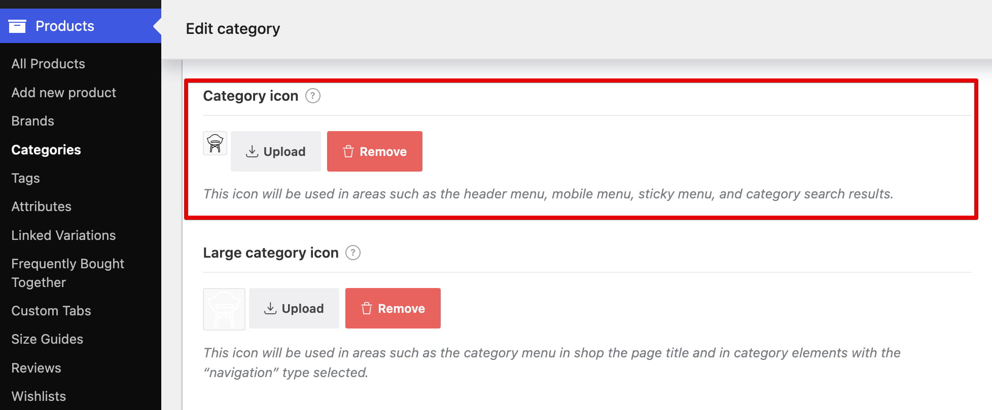 menu category icon