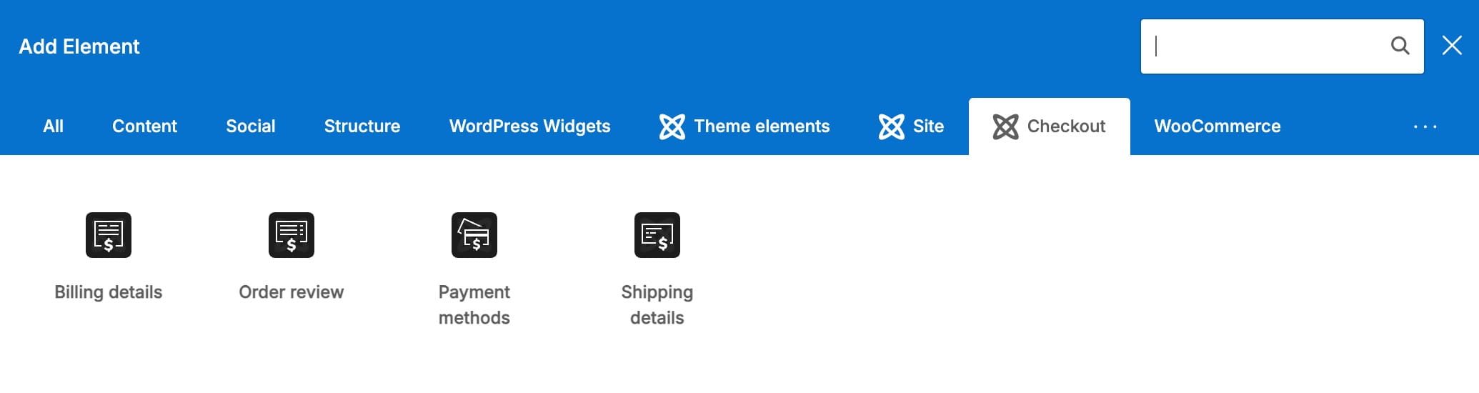 Checkout layout elements on WPB