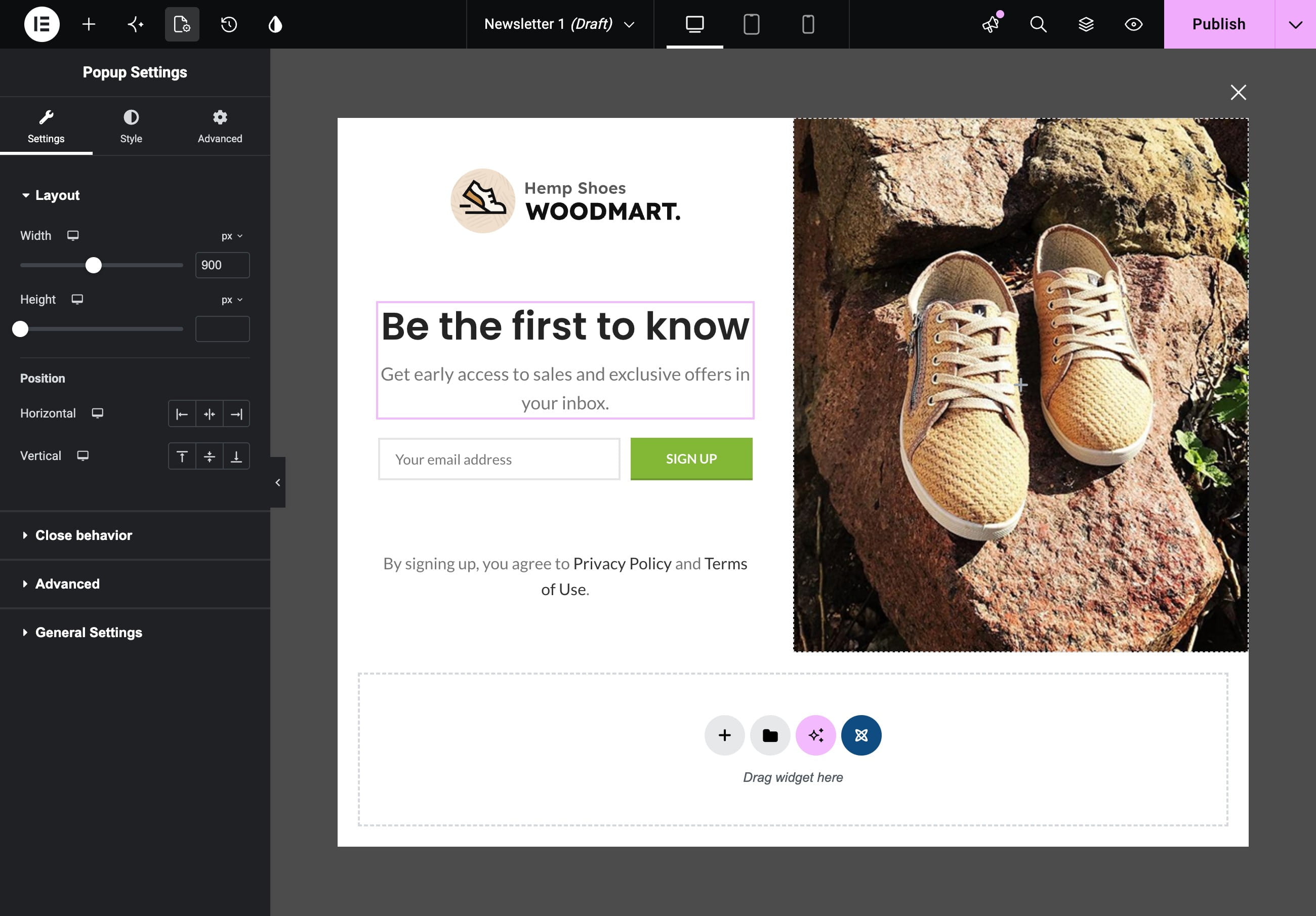 Create new popup on Elementor