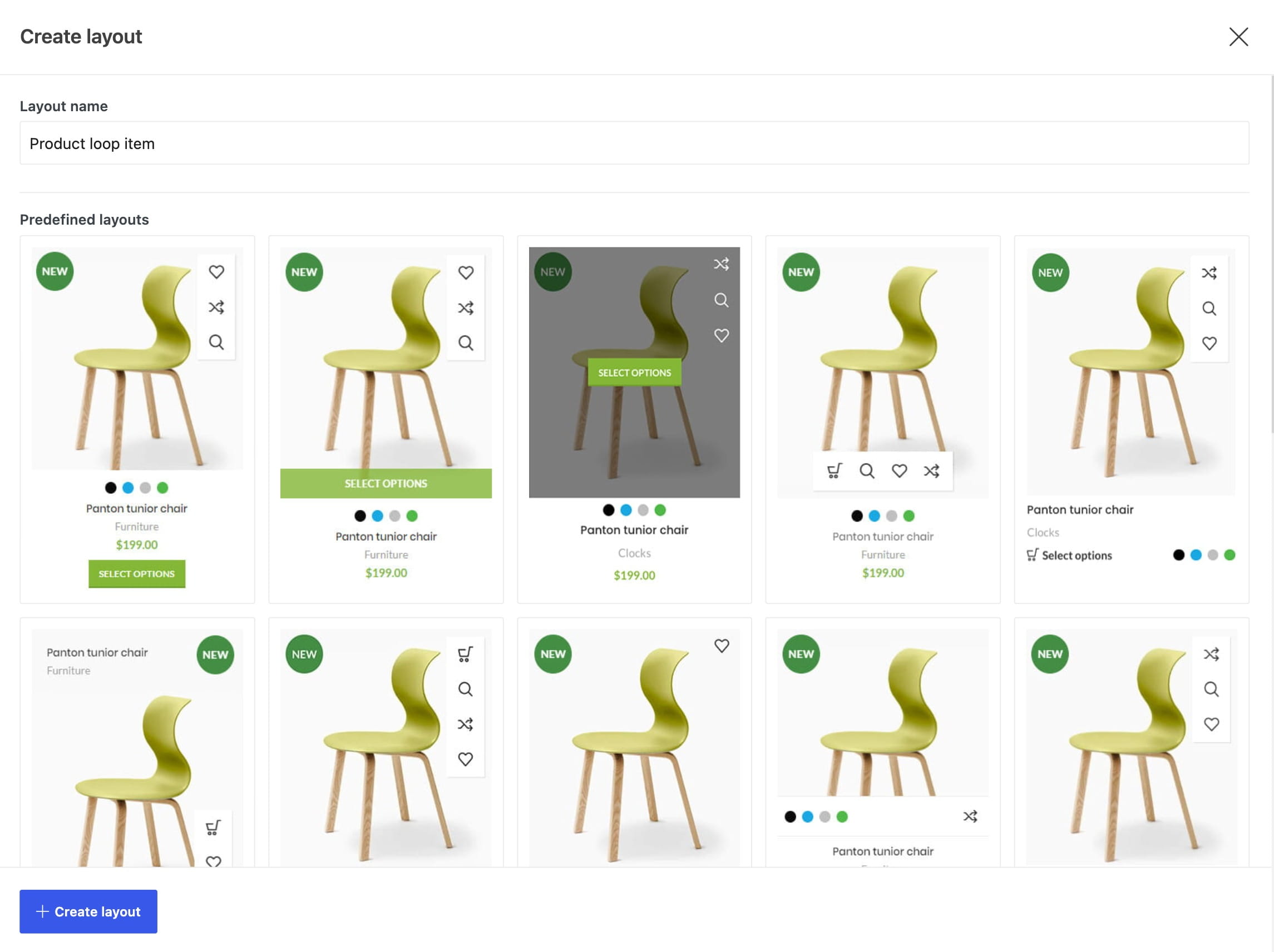 Create product loop layout