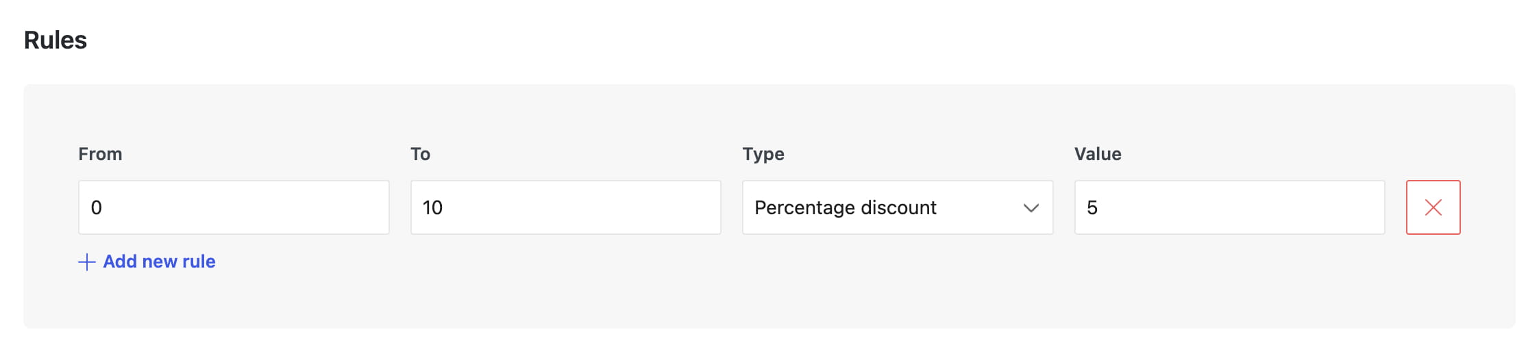 dynamic discount precentage rule