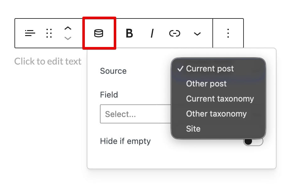 Dynamic tag data source