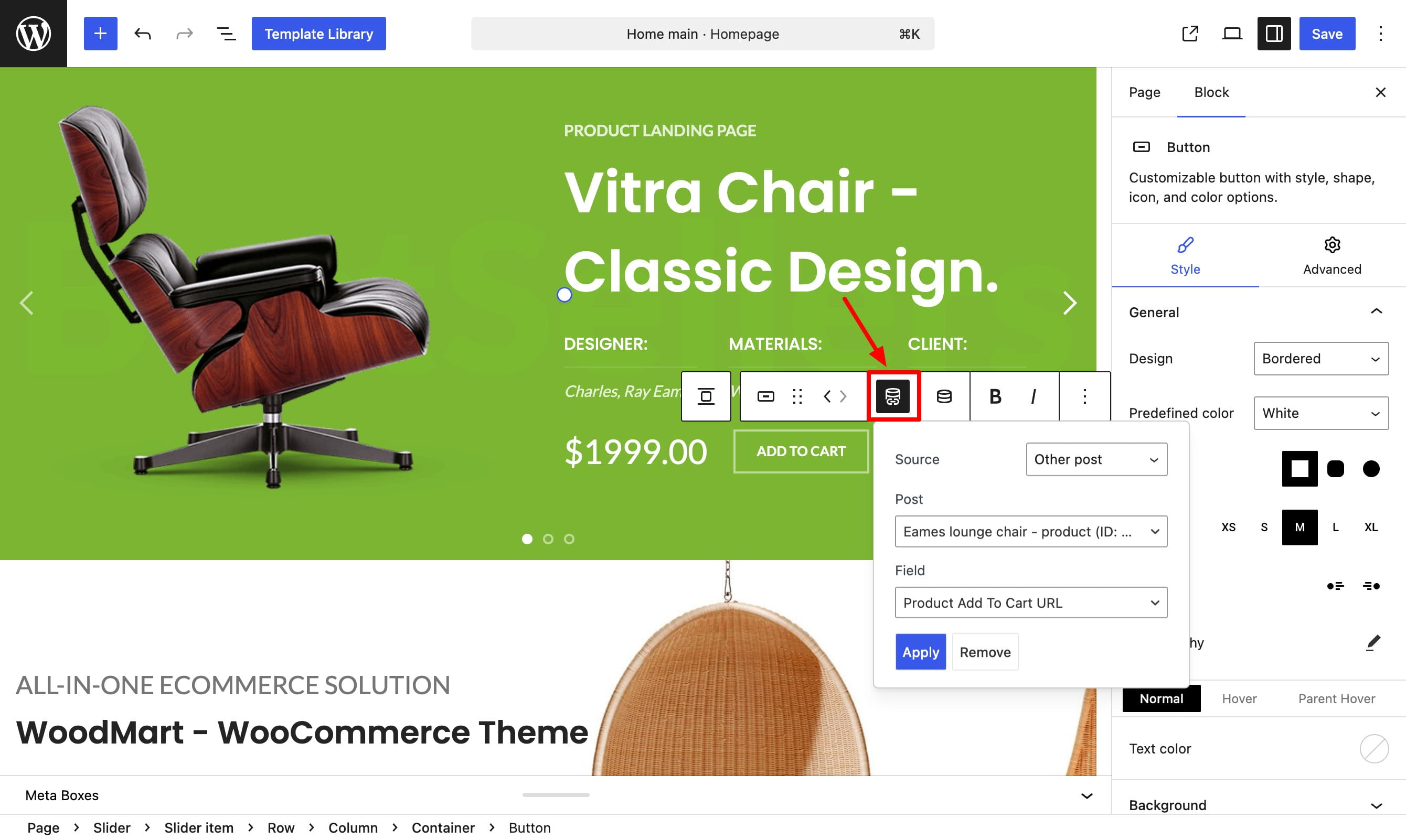 Show dynamic links on button element