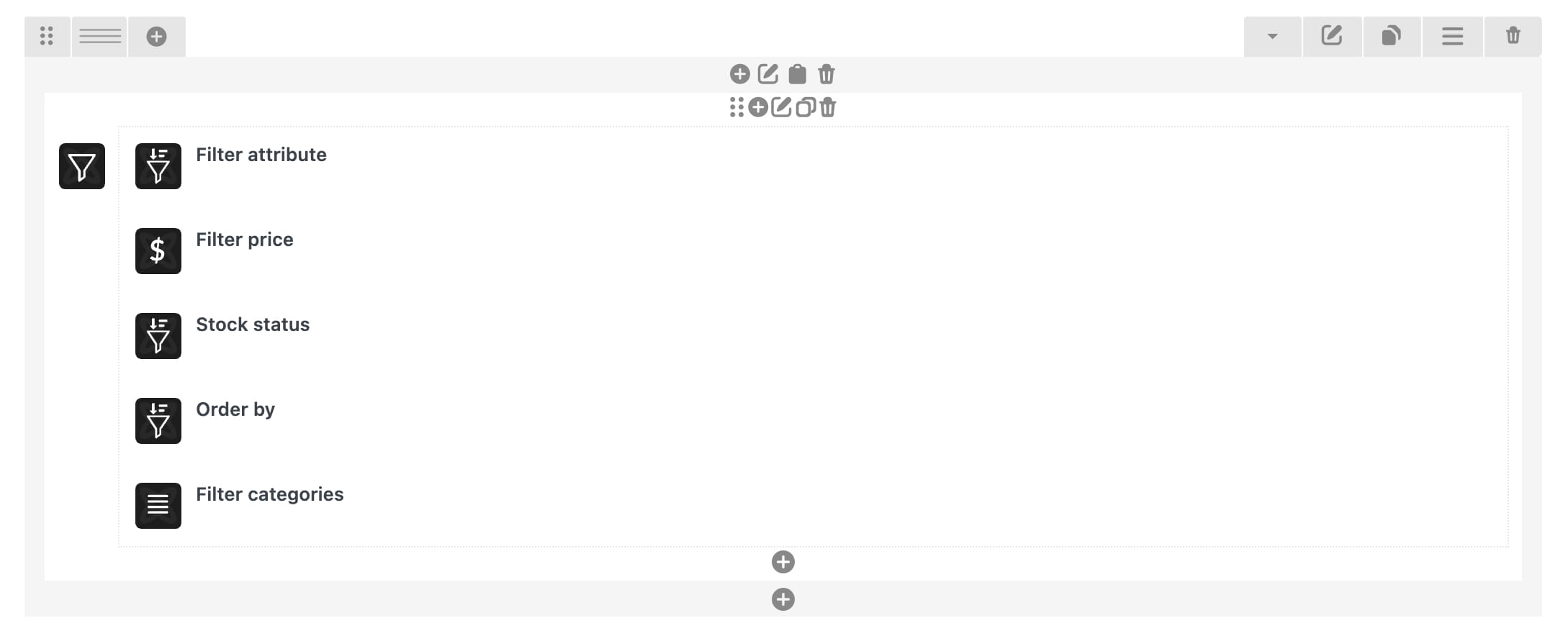 product filters element backend WPB