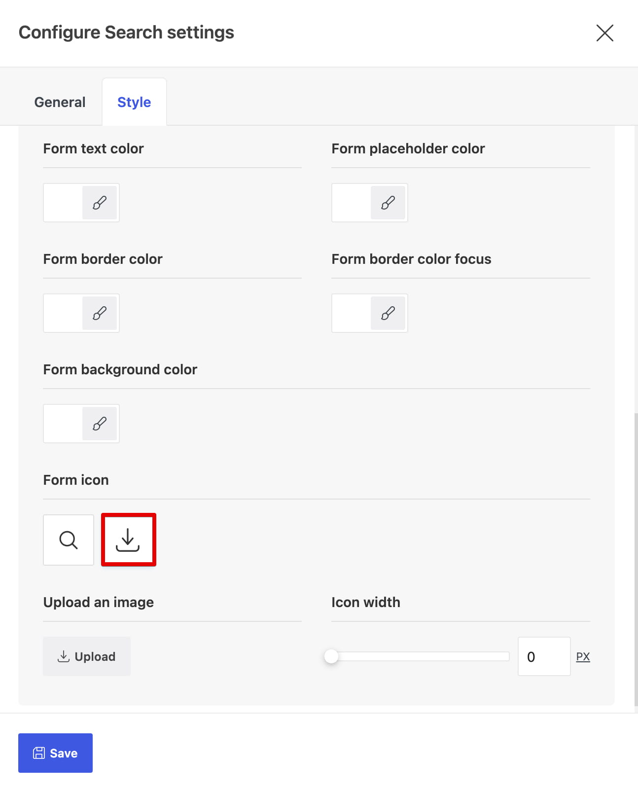 header builder search custom icon