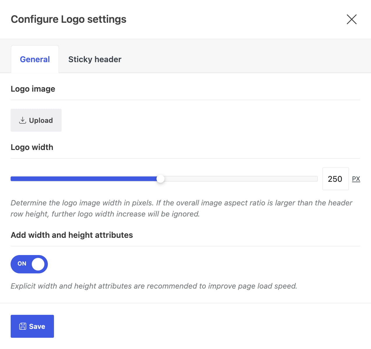 Configure logo settings dialog