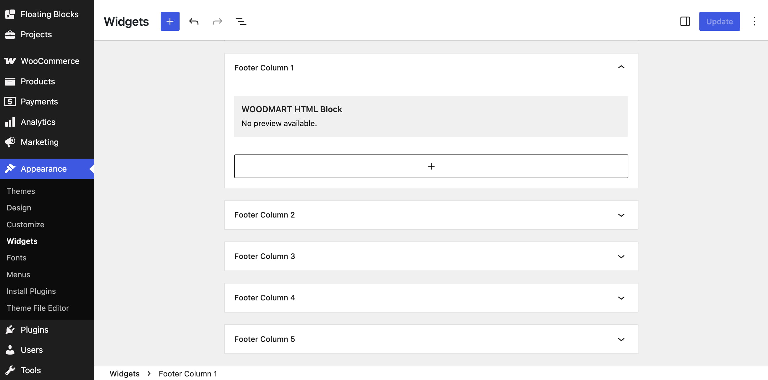 HTML Block in widget