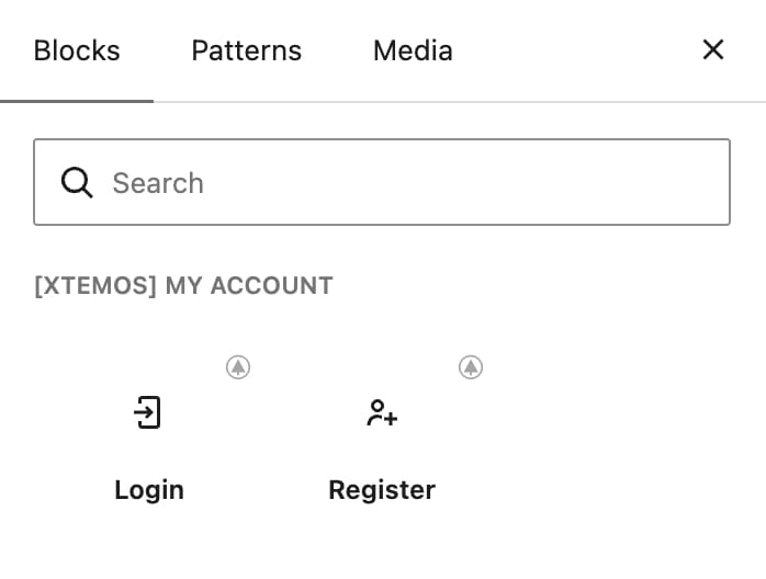 Login/register layout elements gutenberg