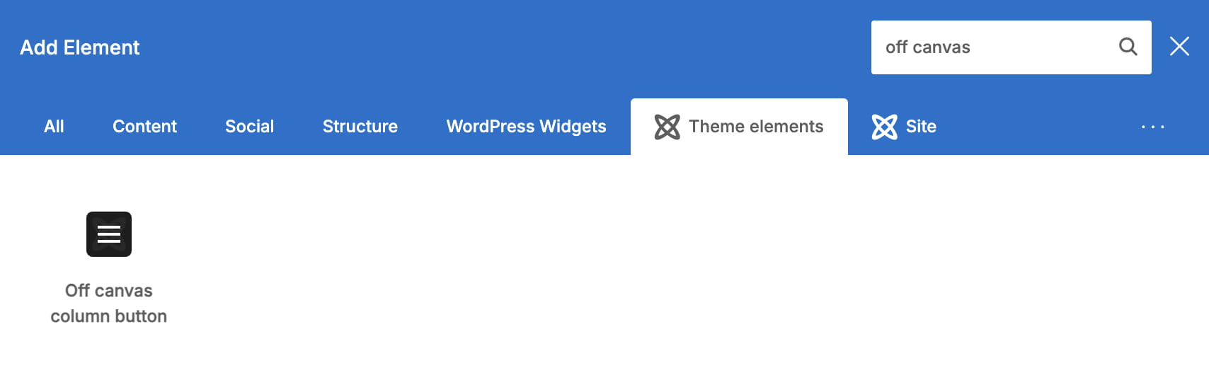 Off canvas column button