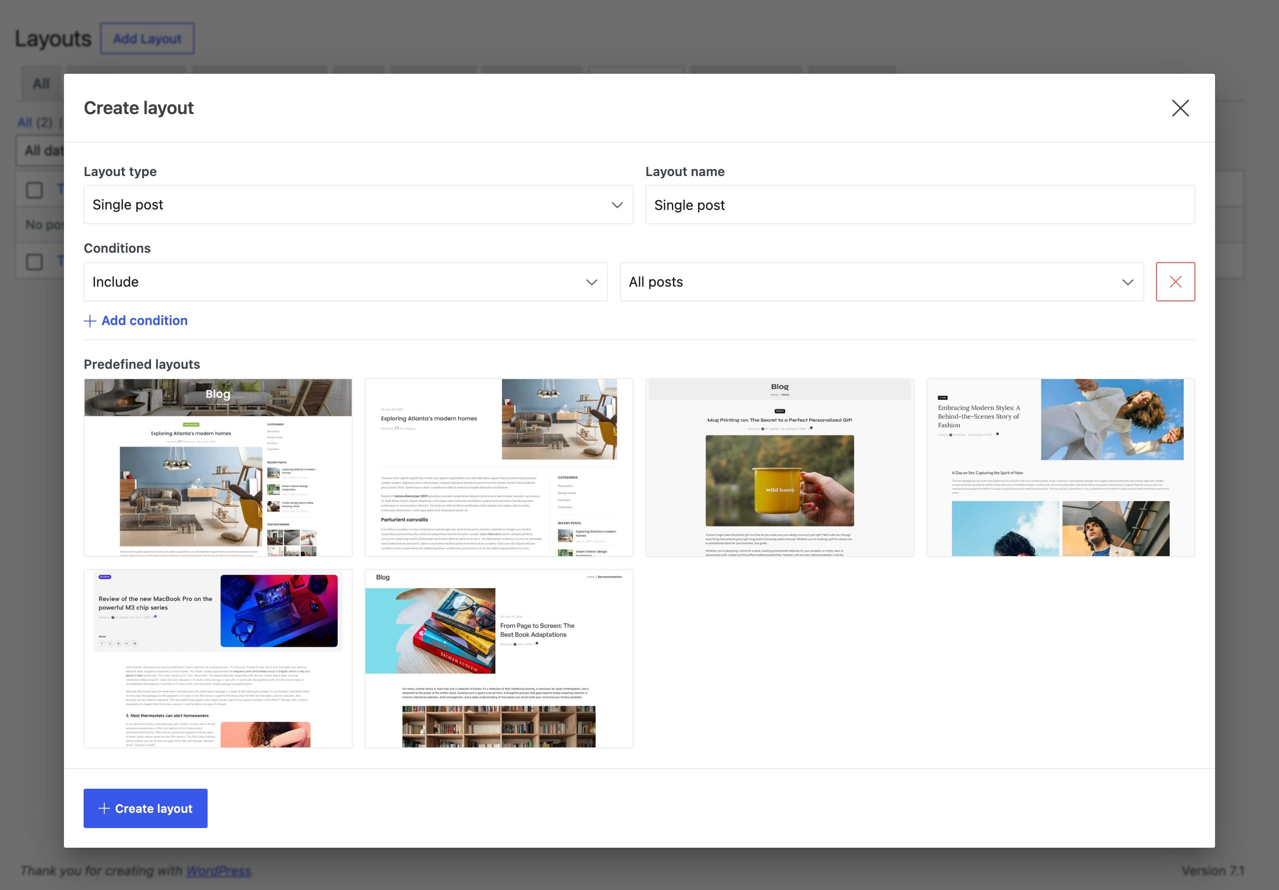 Create layout Single posts