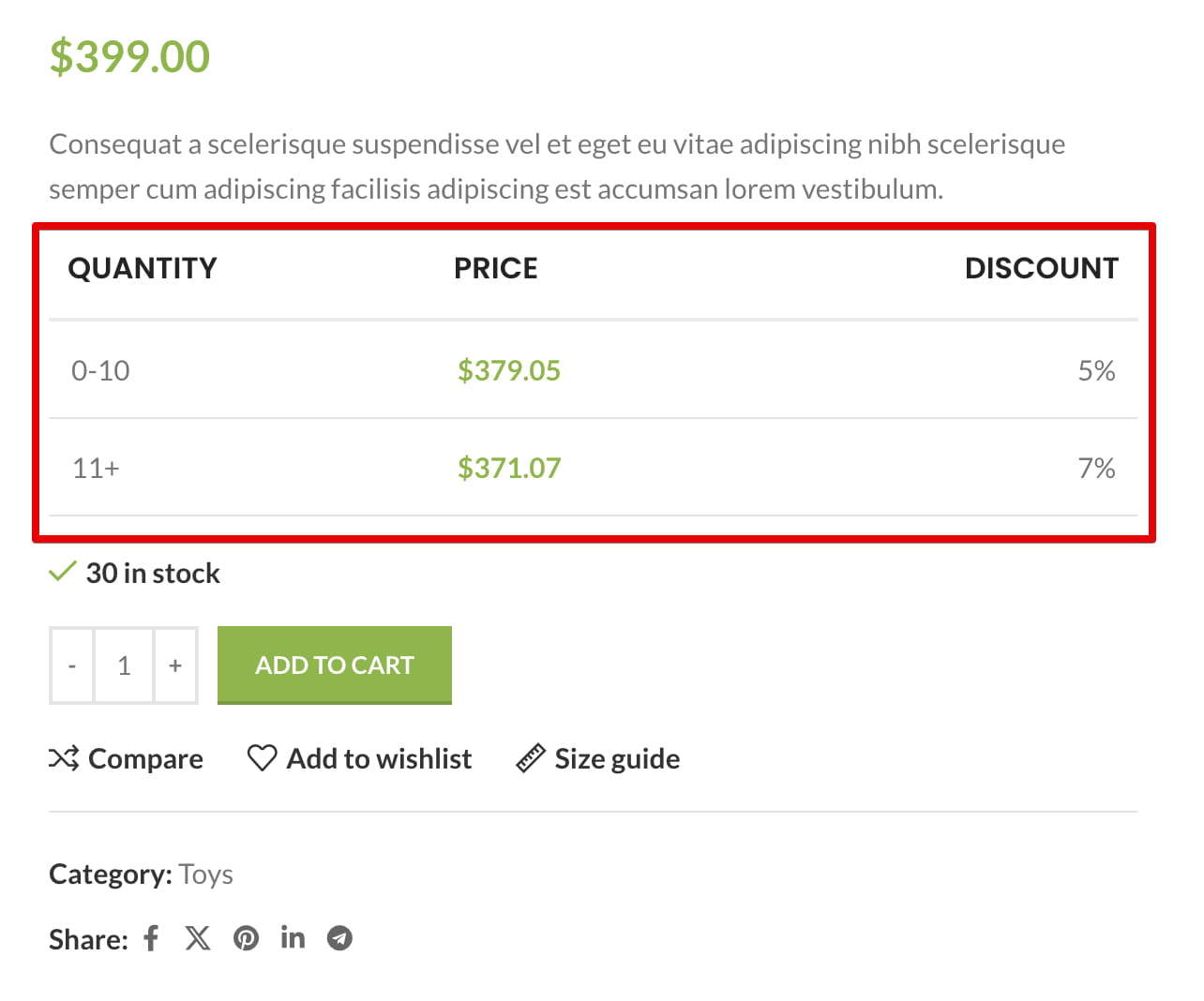 dynamic discount table enable