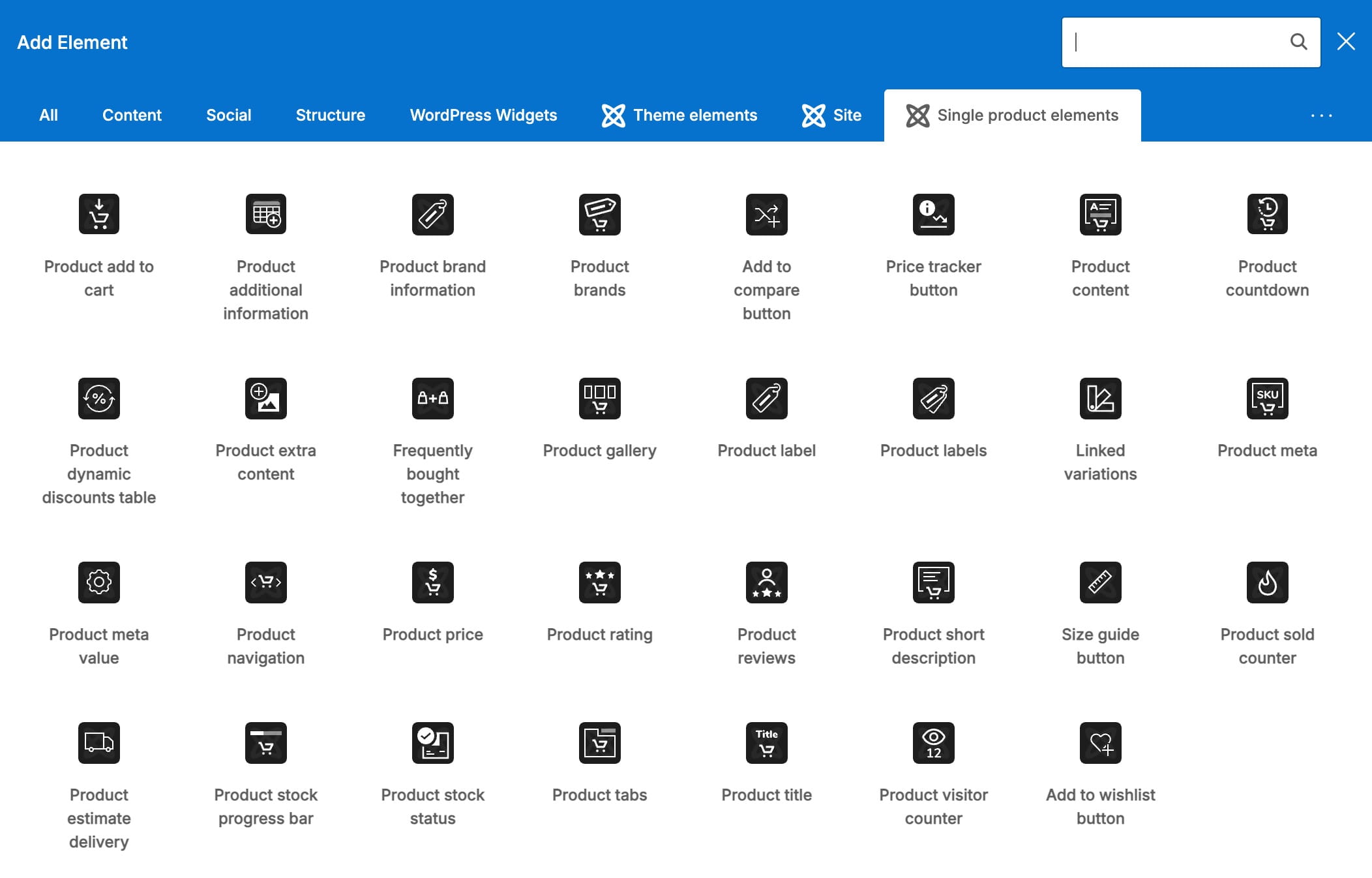 Single product layout elements on WPB