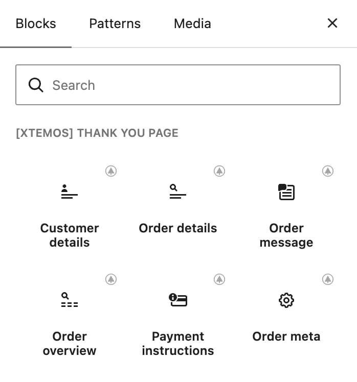 Thank you page layout elements gutenberg