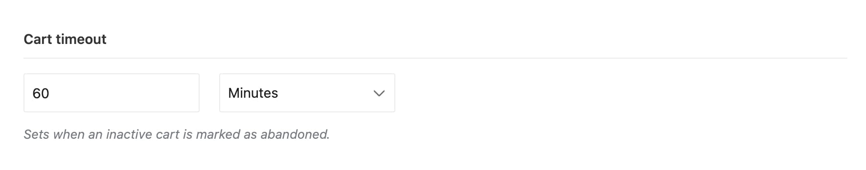 Cart timeout setting: 60 minutes