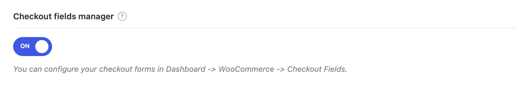 Checkout fields manager option in theme settings