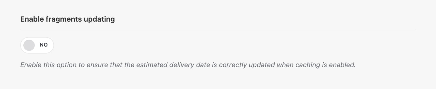 Enable fragments updating toggle, currently off