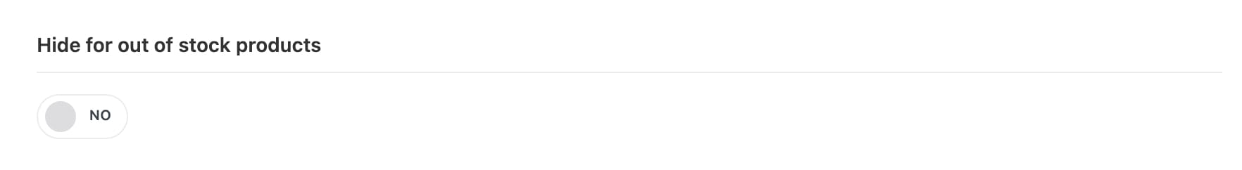 Hide out-of-stock products toggle, currently off