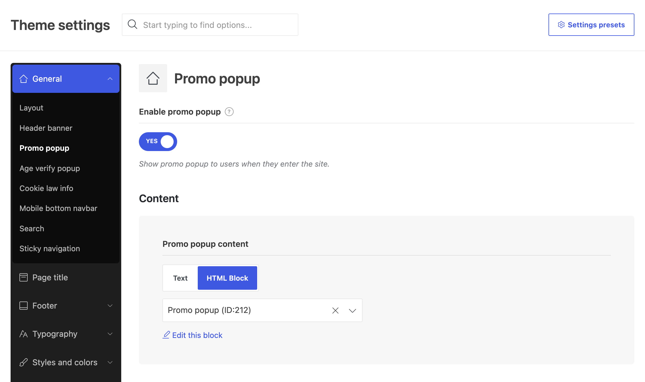 Promo popup content HTML BLock