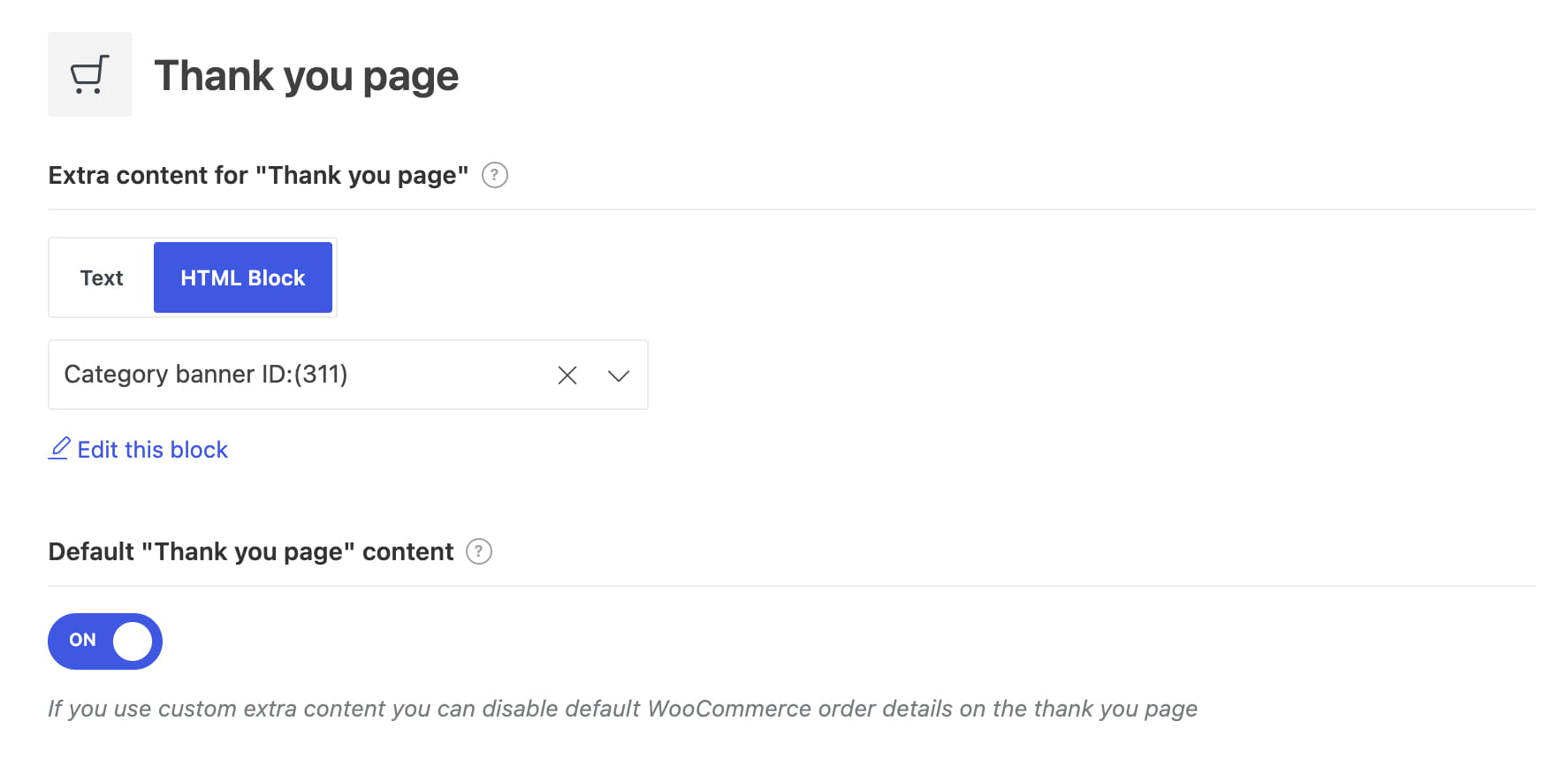 Thank you page content HTML Block
