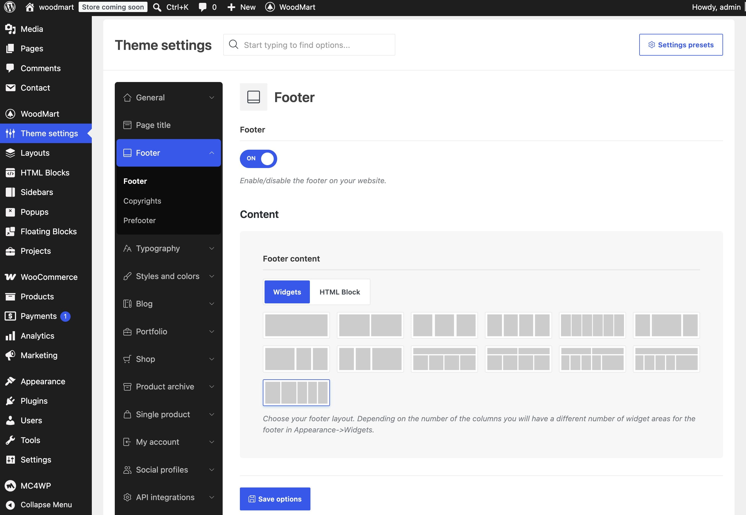 Theme footer