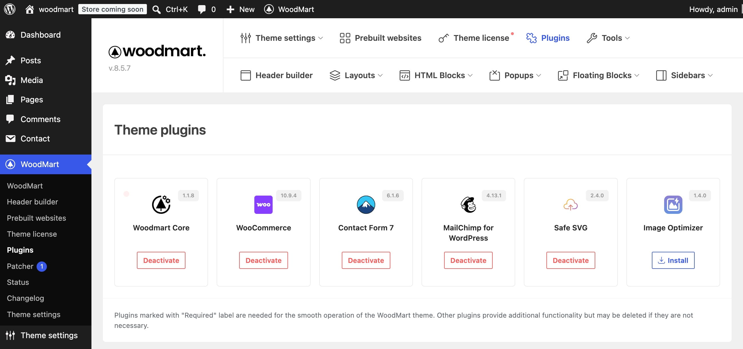 theme plugins page