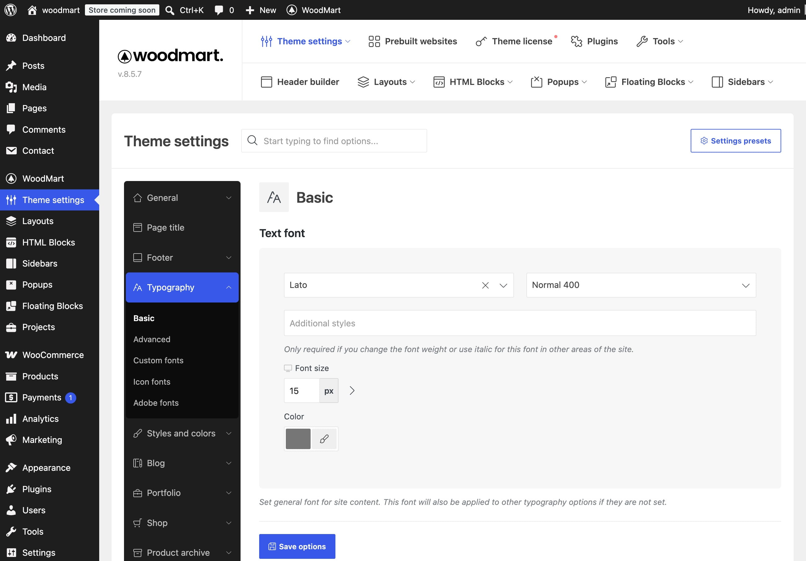 theme typography