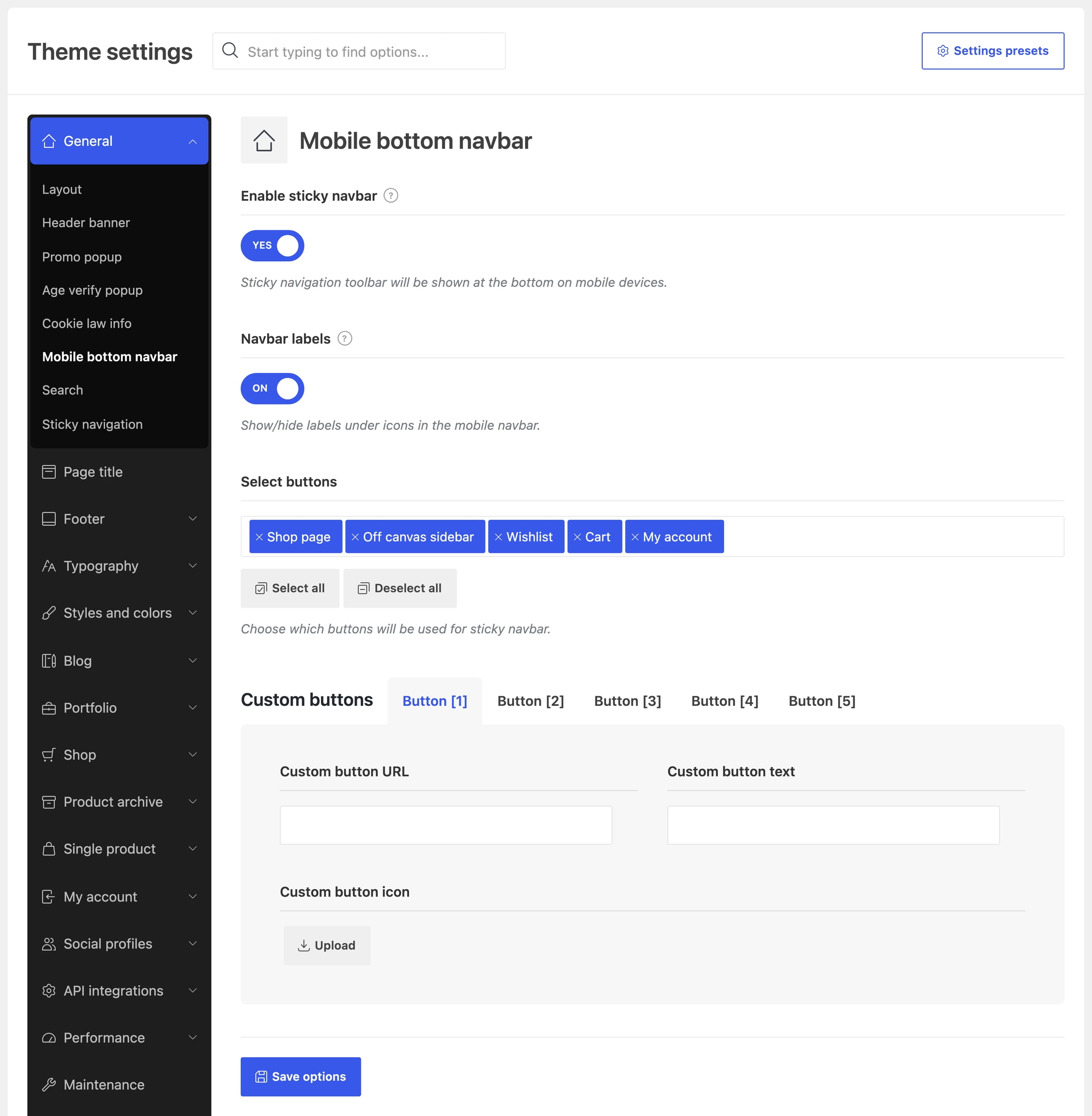 mob bottom nav option