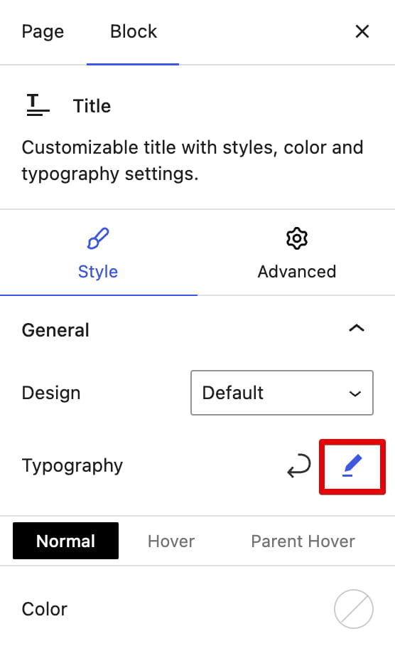 Edit typography settings