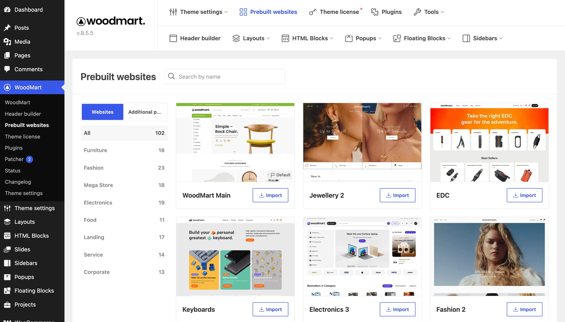 WoodMart Prebuilt Websites